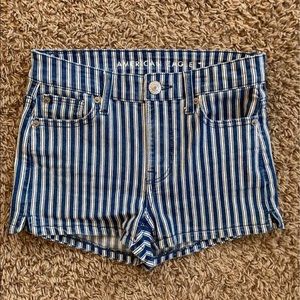 American Eagle stripe jean shorts